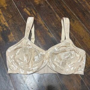 Wacoal retro chic nude semi sheer thick strap lacy sexy 34D bra